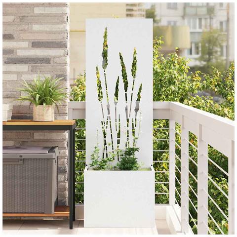 Vaso da Giardino con Pannello Decorativo Bianco 50 x 140 cm - Foto 2