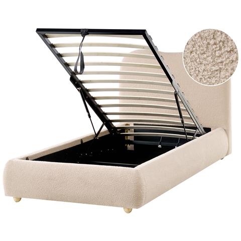 Letto Contenitore Bouclé Blagnac 90 X 200 Cm Beige - Foto 2