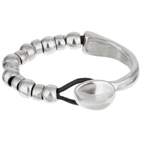 Bracciale In Argento ""unic"", Completamente Placcato Argento E Pelle - Foto 1