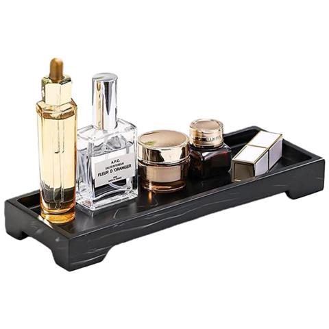 Vassoio Angolare In Silicone Per Bagno 25.5x10.5x2.5cm - Portaoggetti Effetto Marmo Black - Foto 1