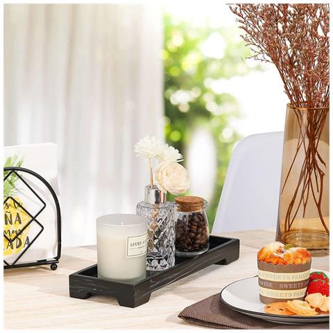 Vassoio Angolare In Silicone Per Bagno 25.5x10.5x2.5cm - Portaoggetti Effetto Marmo Black - Foto 4