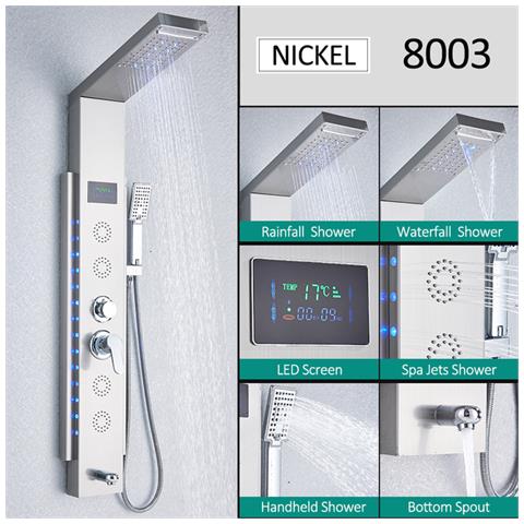 Pannello doccia, Blackswan, tipo M8003, modello nichelato con bocca, display digitale, LED e funzioni SPA, misura 125 cm - Foto 2