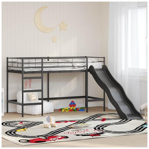 Letto loft per bambini con scivolo Nero e antracite - Foto 2