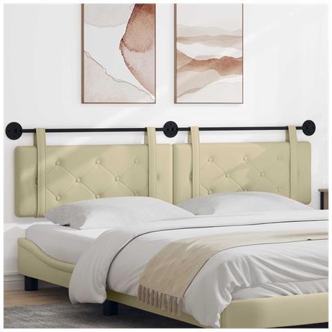 Testata appesa Crema 210 x 55 x 5 cm Pelle Sintetica - Foto 2