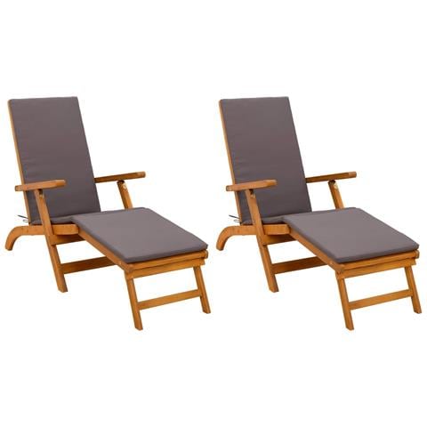 Lettino prendisole reclinabile e pieghevole 2 pcs Grigio - Foto 1