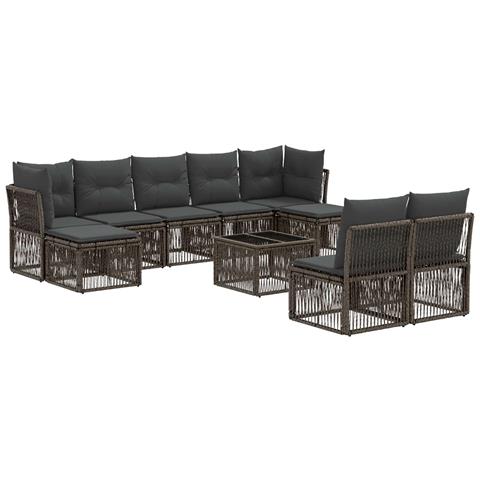 Set Divano da Giardino 10 pcs Grigio polyrattan - Foto 1