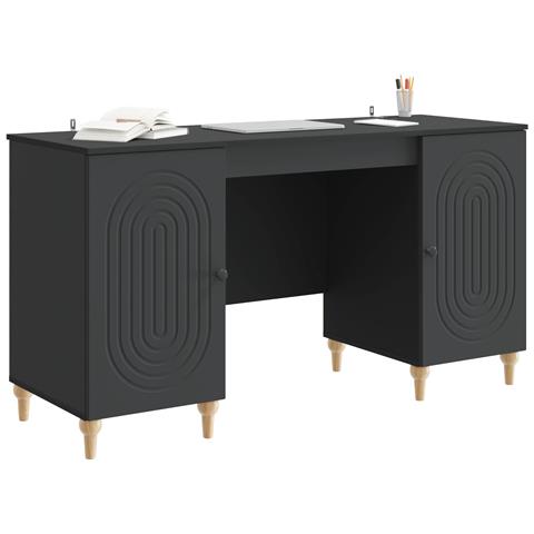Scrivania Nero 142,5 x 50 x 75 cm Legno ingegnerizzato - Foto 2