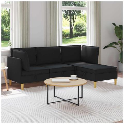 Set di divani modulari con spazio di archiviazione 4 pcs Nero - Foto 2