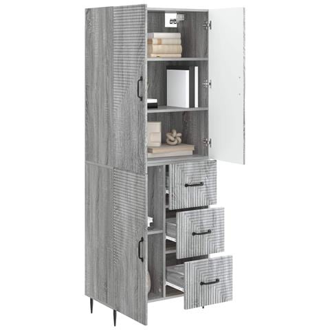 Set di armadi 2 pcs Sonoma grigio 66 x 34,5 x 89,5 cm - Foto 2