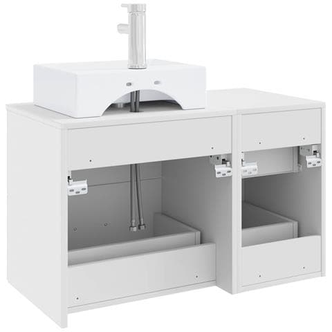 Set di mobili per il bagno 2 pz Bianco Legno ingegnerizzato - Foto 2