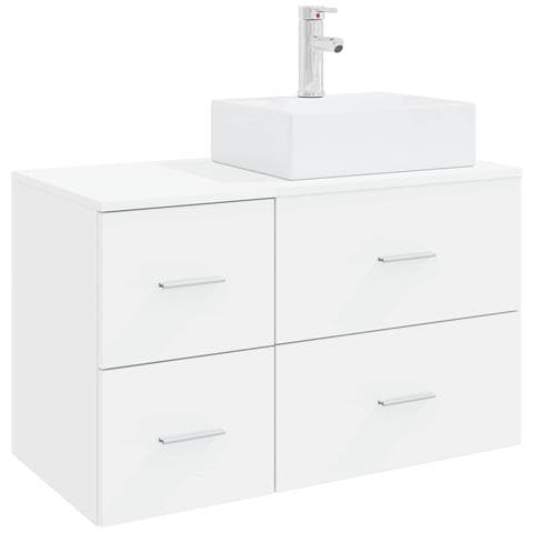 Set di mobili per il bagno 2 pz Bianco Legno ingegnerizzato - Foto 1