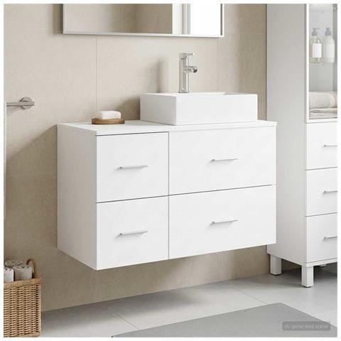 Set di mobili per il bagno 2 pz Bianco Legno ingegnerizzato - Foto 9