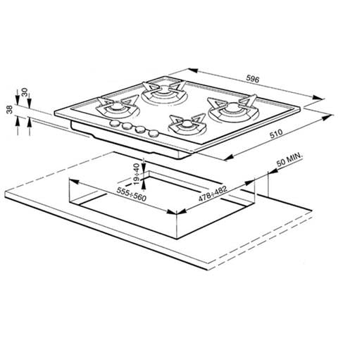 Piano Cottura P64ES a Gas 4 Fuochi Gas Colore Acciaio Inox - Foto 2