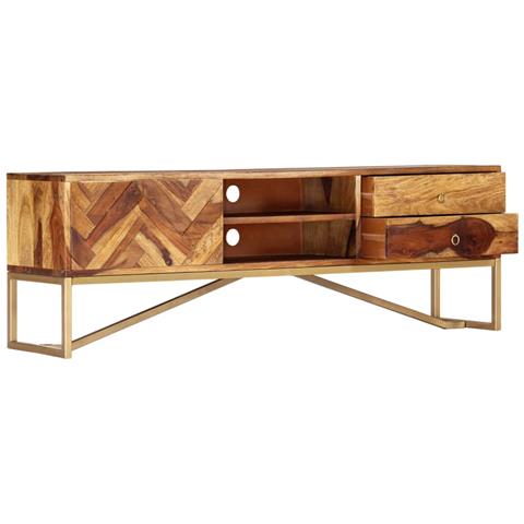 Mobile Porta Tv 140x30x45 Cm In Legno Massello Di Sheesham - Foto 10