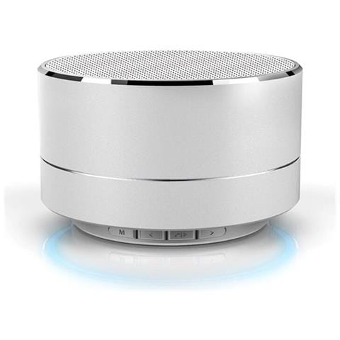 Speaker rotondo argento Led Light metallo rotonda Bluetooth - Foto 1