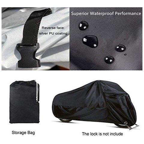 Copertura Coprimoto Xxl 210d Tessuto Heavy Duty Copertura Impermeabile Della Motocicletta Con La Serratura Del Foro Della Polvere Della Pioggia Di Protezione Uv Impermeabile Del Motore Per Dellinterno 2xl Outdoor - Foto 4
