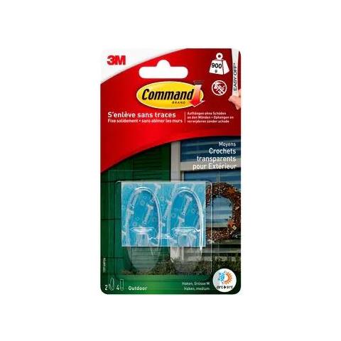 Transparente Mittelgroe Command Haken M Fr Den Auenbereich In Ovaler Form - Outdoor - Hilfshaken - Transparent - Klebestreifen - 0,9 Kg - Glas - Gestrichene Wand - Holz (17091awfgn) - Foto 1