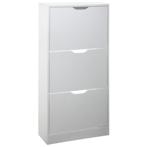 Scarpiera In Mdf Tre Ribalte Bianco Tir 60x24x H115 Cm - Foto 1