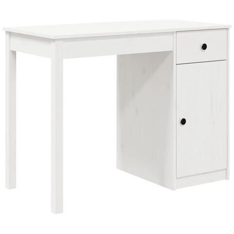 Scrivania Bianca 100x50x75 Cm In Legno Massello Di Pino - Foto 1