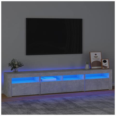 Mobile Porta TV con Luci LED Grigio Cemento 210x35x40 cm - Foto 13