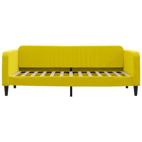 Divano Letto Con Materasso Giallo 90x200 Cm In Velluto - Foto 2