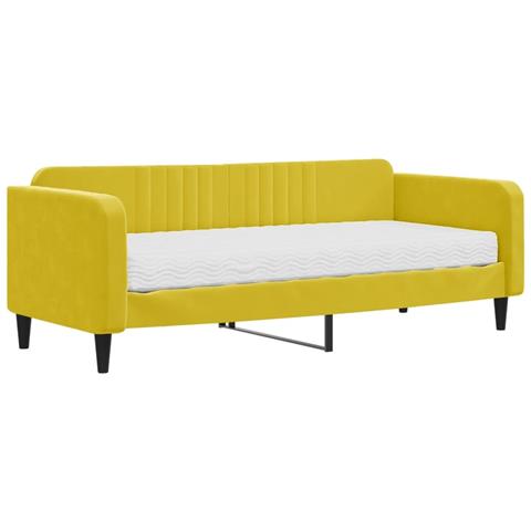 Divano Letto Con Materasso Giallo 90x200 Cm In Velluto - Foto 1