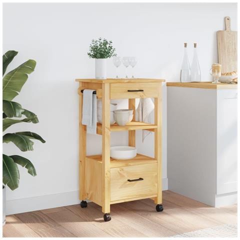 Carrello Da Cucina Monza 48x40x90 Cm In Legno Massello Di Pino - Foto 3