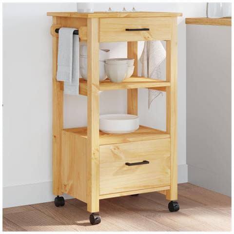 Carrello Da Cucina Monza 48x40x90 Cm In Legno Massello Di Pino - Foto 1