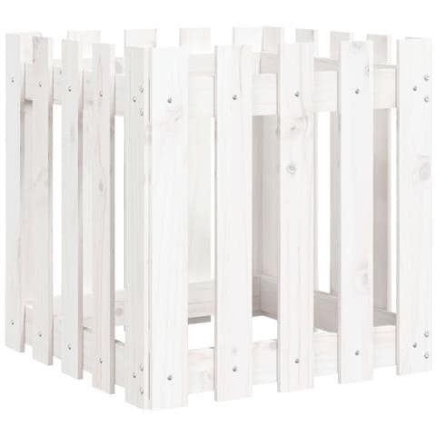 Fioriera Giardino A Recinzione Bianco 50x50x50 Cm Massello Pino - Foto 1
