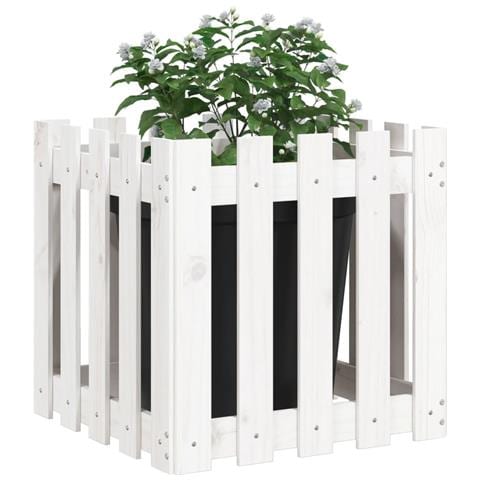 Fioriera Giardino A Recinzione Bianco 50x50x50 Cm Massello Pino - Foto 2