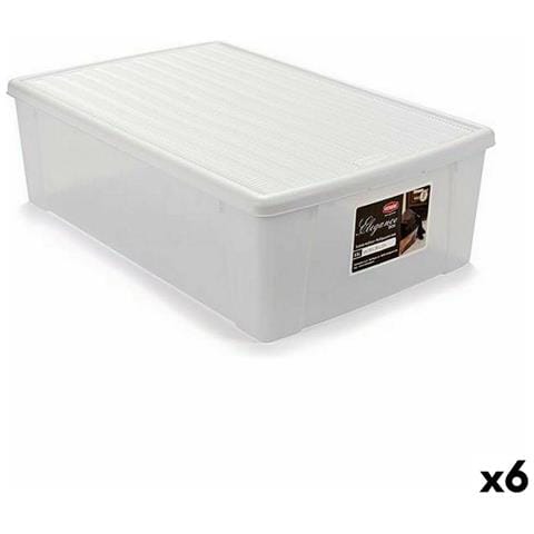 Scatola Portaoggetti Con Coperchio Elegance Bianco Plastica 38,5 X 17 X 59,5 Cm (6 Unità) - Foto 1