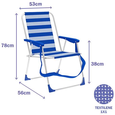 Sedia Pieghevole Marbueno Righe Azzurro Bianco 53 X 78 X 56 Cm - Foto 2