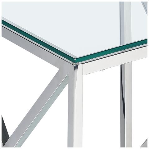 Tavolino Vetro Argento 45 X 45 Cm Audet - Foto 2
