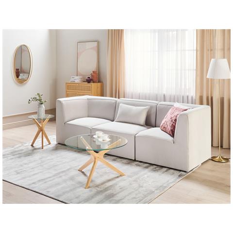 Divano Modulare 3 Posti Lemvig Velluto A Coste Bianco Sporco - Foto 1