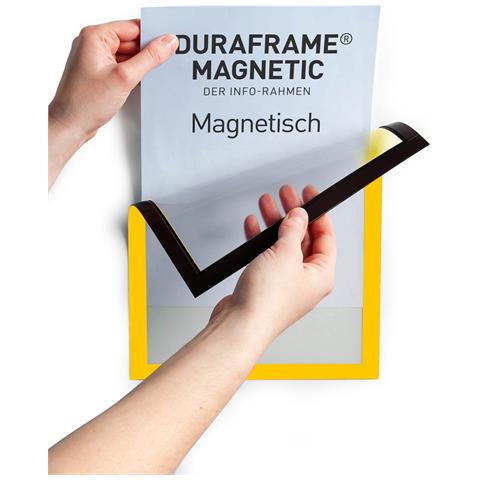 Duraframe Cornice Informativa Magnetica - Formato A4 - Giallo - 5 Pezzi - Foto 2