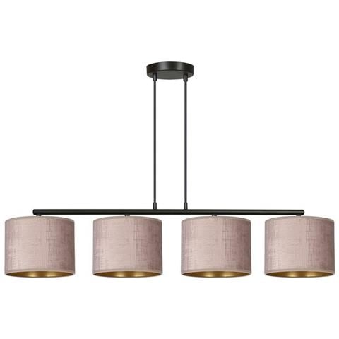 Lampada A Sospensione Hilde - Nero, Rosa - Acciaio Verniciato A Polvere, Tessuto - 97x100x18 Cm - Foto 1