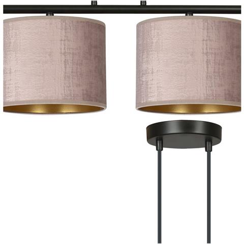 Lampada A Sospensione Hilde - Nero, Rosa - Acciaio Verniciato A Polvere, Tessuto - 97x100x18 Cm - Foto 2
