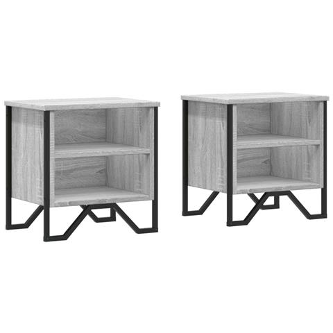 Comodini Grigio Sonoma 2pz 40x30x40 Cm In Truciolato - Foto 2