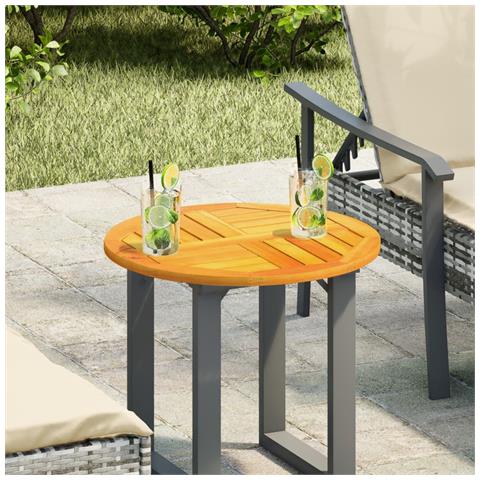 Piano Per Tavolo 50x2 Cm Rotondo In Legno Massello Di Acacia - Foto 2