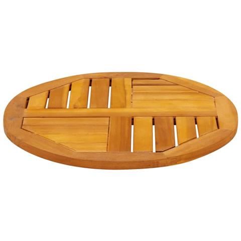Piano Per Tavolo 50x2 Cm Rotondo In Legno Massello Di Acacia - Foto 3