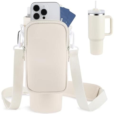 Porta Borraccia Con Custodia Staccabile Per Telefono, Adatto Per Stanley Beige - Foto 3
