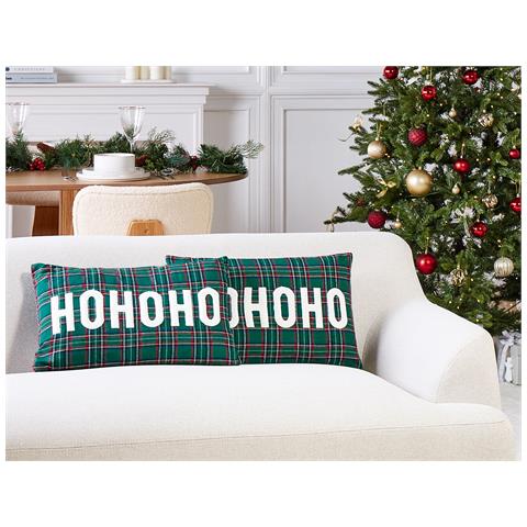 Set Di 2 Cuscini Joycandy 30 X 50 Cm Verde Modello Natalizio - Foto 1