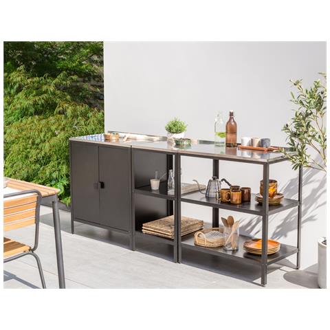 Set Da 3 Per Cucina Da Esterno Vilama Metallo Nero - Foto 1