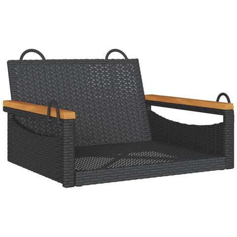 Panchina a Dondolo Nera 63x62x40 cm in Polyrattan - Foto 1