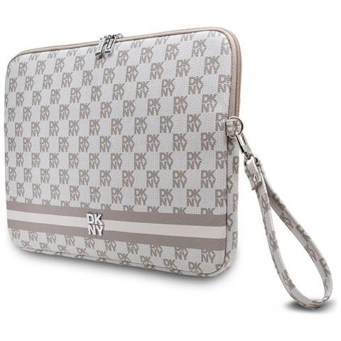 Elegante Custodia Per Pc Da 15/16 Pollici Con Motivo A Quadri E Righe, Beige - Foto 2