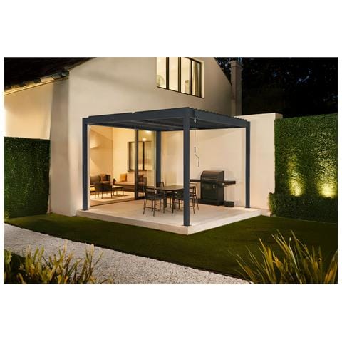 Pergola Bioclimatica Autoportante In Alluminio Grigio Piana 3x3m - Foto 1