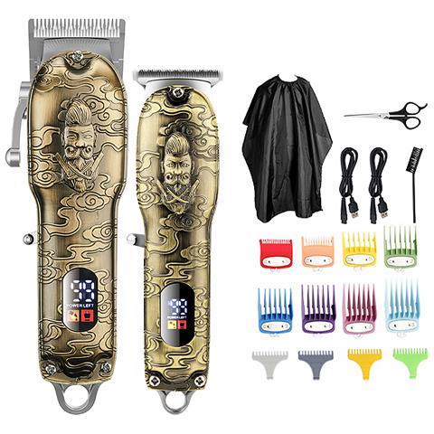 Kit 2 In 1 Con Rifinitore + Modellatore Di Capelli E Barba Lm-2025. Design Vintage Completamente Metallico. Set Di 8 Pettini, 4 Pettini Modellatori E Set Di Accessori. Batteria Ricaricabile. - Foto 1