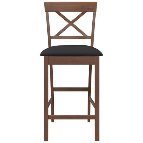 Sgabelli Da Bar Con Cuscini 2pz Marrone Legno Massello Di Hevea - Foto 2