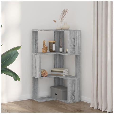 Libreria Angolare 3 Ripiani Grigio Sonoma 50x50x102 Cm Legno - Foto 3