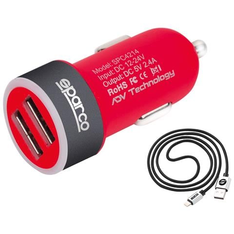 Caricabatterie Con Doppia Uscita Usb 5v 2.4a E Cavo Lightning 1 M - Foto 1